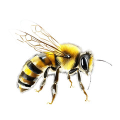 AI-Generated Watercolor Bee Clip Art Illustration. Isolated elements on a white background.	