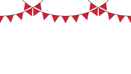 Fototapeta premium Seamless red triangle party bunting border. birthday party decoration. Flat vector illustration.