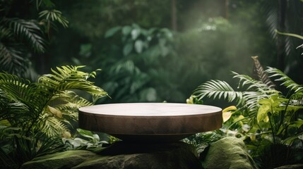 Outdoor stone podium. Generative AI