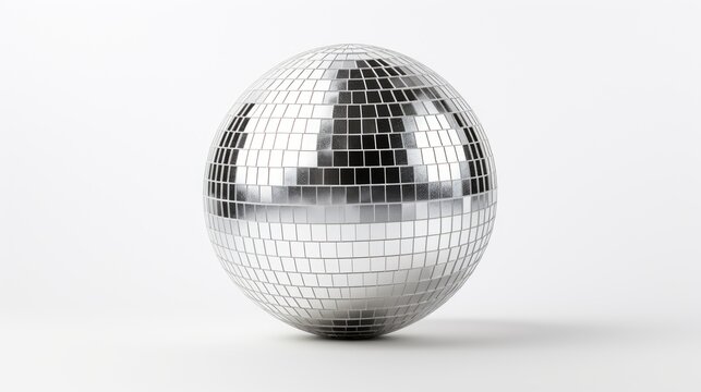 Silver disco ball. Generative AI