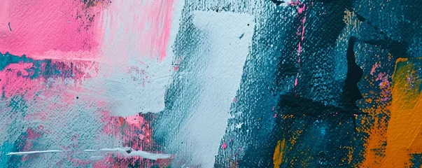 Ingelijste posters Messy paint strokes and smudges on an old painted wall background. Abstract wall surface with part of graffiti. Colorful drips, flows, streaks of paint and paint, Generative AI  © The Framed Life