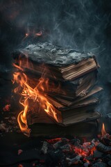 dark books on fire