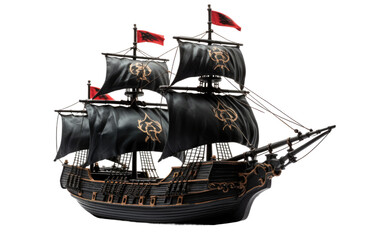Pirate Ship With Skull and Crossbones Unveiling the Jolly Roger Flag on Transparent Background
