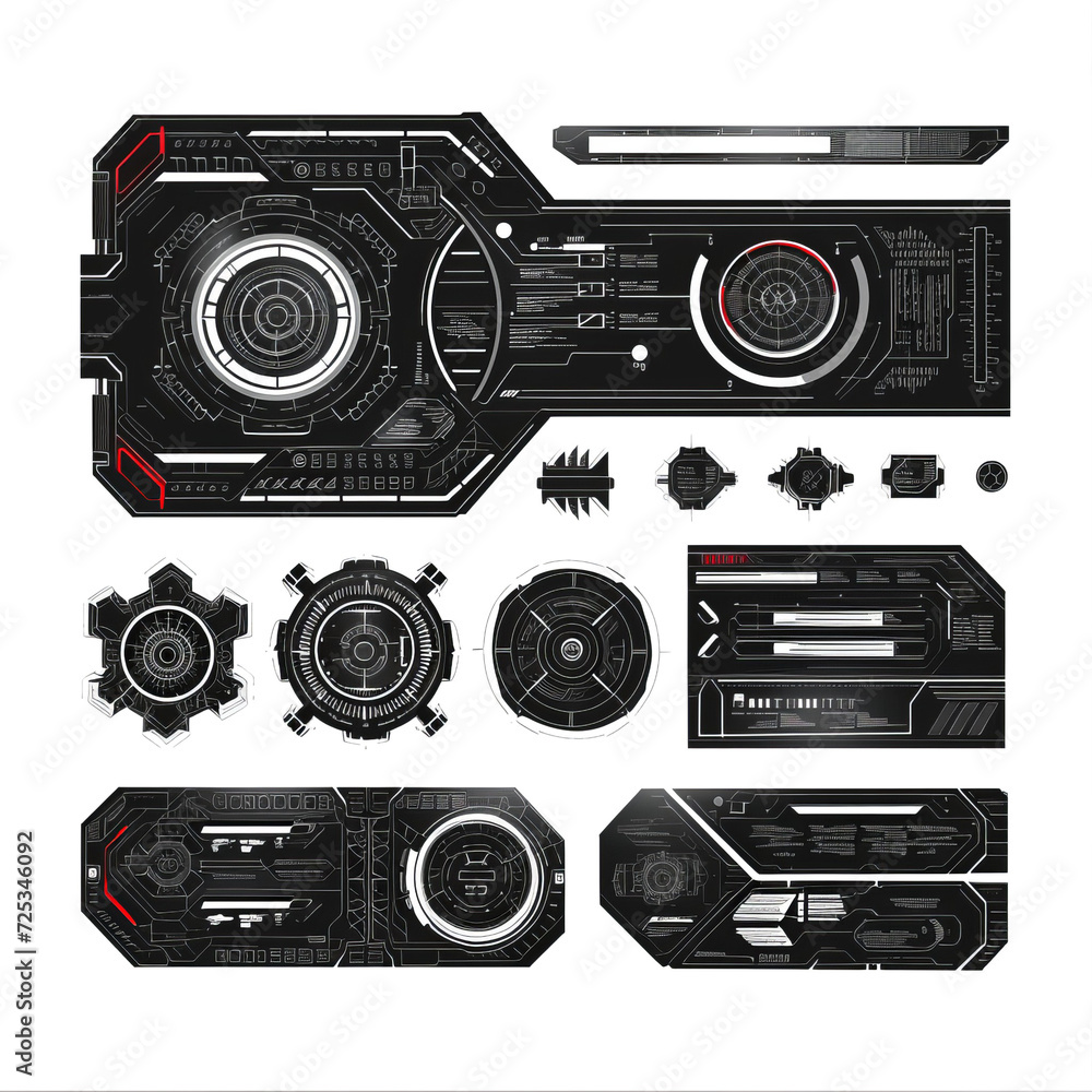 Leinwandbilder set with call outs communication. futuristic callout bar. set of hud futuristic sci fi frame templat