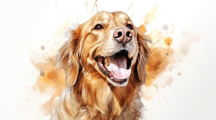 Joyful Golden Retriever Radiates Happiness in Artistic Style Generative AI
