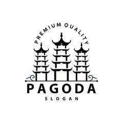 Buddhist culture building pagoda logo vector vintage design simple minimalist illustration