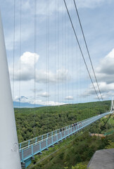 Japan's longest pedestrian foot suspension bridge. Mishima Skywalk in Mishima City, Shizuoka Prefecture, Japan