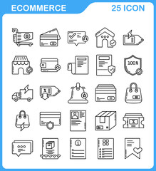 the icon set contains symbols of online shop, online payment and online purchase. icon set of ecommerce and digital shop