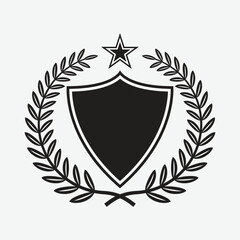 Laurel shield and star in black and white colors