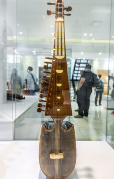 Isfahan, Iran - October 20, 2016: Persian lute called Rubab in The Isfahan Museum of Music