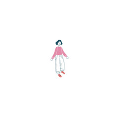 pose of person in pink clothes vector young