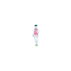 pose of person in pink clothes vector young