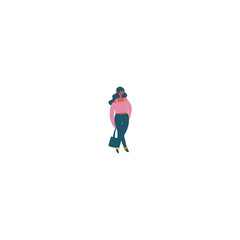 pose of person in pink clothes vector young