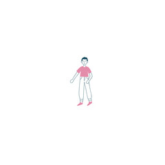 pose of person in pink clothes vector young