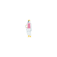 pose of person in pink clothes vector young