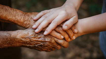 Generations Unite in Support Elderly Care and Family Love Concept