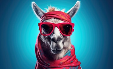 lama adds charm with its glasses.