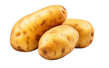 Three Potatoes Sitting Together on Transparent Background