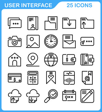 set of modern user interface icons in line style and details