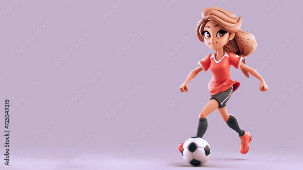 Wall mural A cartoon soccer player with a ball isolated on gray background - Wall murals