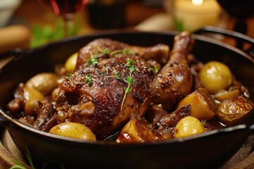 Indulge in French Tradition: Coq au Vin - A Culinary Masterpiece - obrazy, fototapety, plakaty