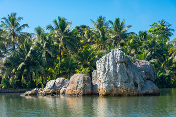 The beautiful shores of Lake Koggala in Sri Lanka.