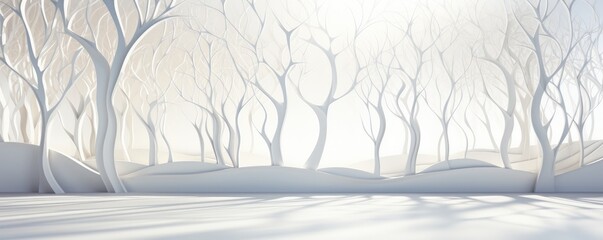 Abstract white background with tree shadows. Generative AI.