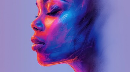 multicolored abstract portrait, headshot poster cover design illustration, conceptual digital art