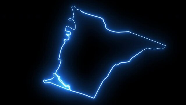 Animated map of Bacolod in the Philippines with a glowing neon effect