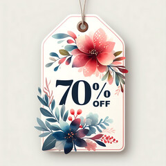 Discount label on watercolour background. Discount tag, Offer tag with watercolour, Generative AI