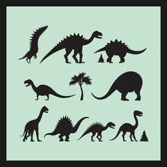 Dinosaur silhouette set
