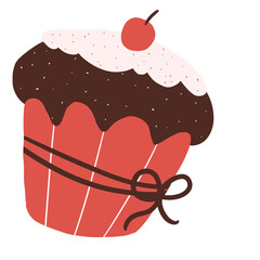 Christmas Cupcake Abstract Illustration. Colorful Christmas and New Year Holiday Icons Decoration Element