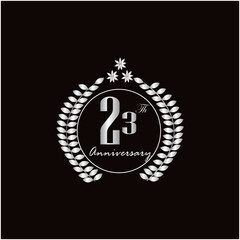 23th years of anniversary wishes with silver gradient color