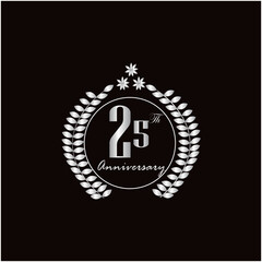 25th years of anniversary wishes with silver gradient color