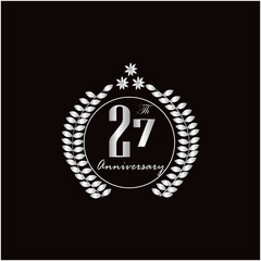 27th years of anniversary wishes with silver gradient color