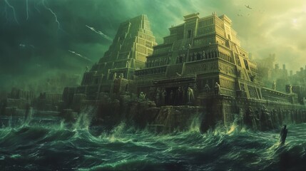 Obraz premium Drowning Worlds and Divine Salvation: Exploring the Flood Narratives in the Bible and Sumerian Mythology