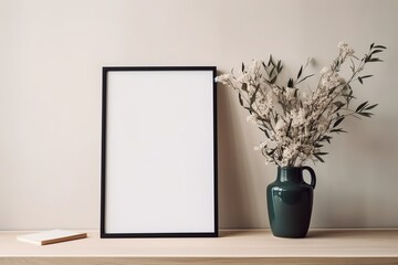Picture Frame with a Clean White Canvas. Made with generative AI technology