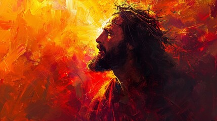 Jesus Christ. Painting illustration 