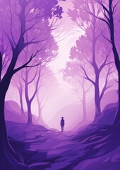 Abstract purple background with tree shadows. Generative AI.