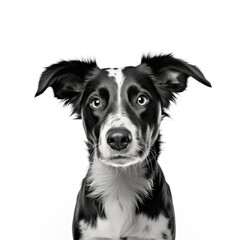 Monochromatic Canine Elegance: A Portrait of a Black and White Dog - Generative AI