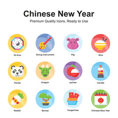 Premium quality chinese new year icons set, ready to use vectors