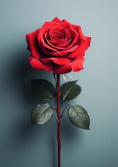 Beautiful red rose on a dark background. Valentine's gift. Generative AI.