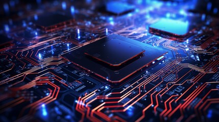 Futuristic electronic circuit tech: abstract 2d illustration background