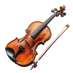 Fototapeta na wymiar Violin musical instrument on transparent background