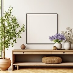 Picture Frame with a Clean White Canvas. Made with generative AI technology