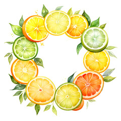 Obraz premium Citrus fruit wreath, Grapefruit wreath, Round citrus fruit