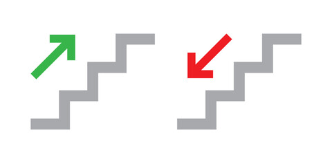 arrow, graph, stairs icon on white background