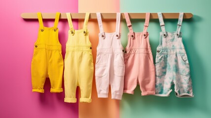 cute colorful kids wear clothes for boys and girls - obrazy, fototapety, plakaty