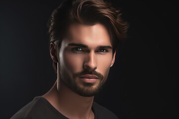 Obraz premium handsome and attractive adult man portrait on dark background