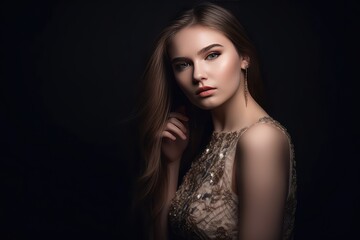 beautiful and relaxed young woman model studio photoshoot